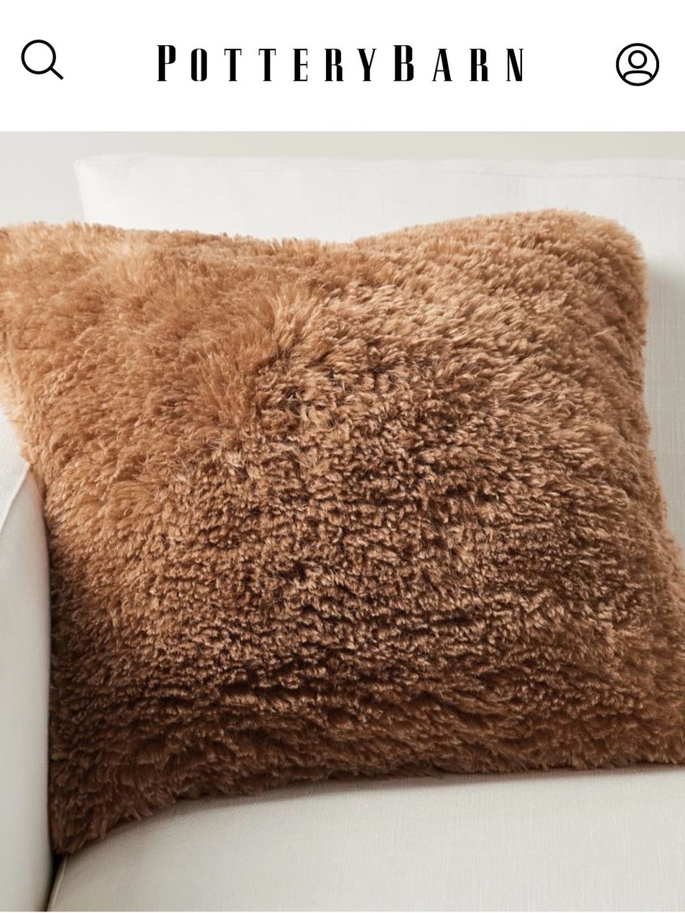 2 Pottery Barn Dream Faux Fur Pillow Covers in Cognac